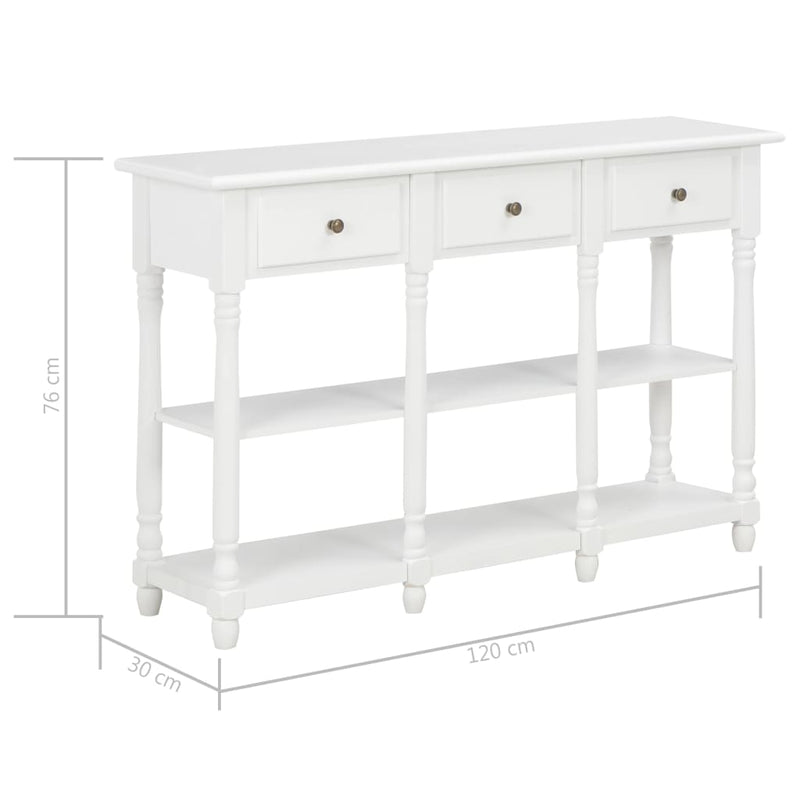 Console Table White 47.2"x11.8"x29.9" MDF