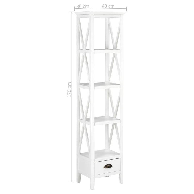 Bookcase with 1 Drawer White 15.7"x11.8"x66.9" MDF