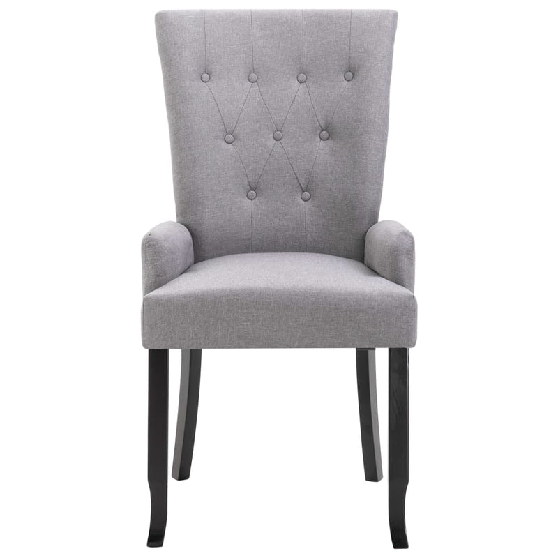 Dining Chair with Armrests Light Grey Fabric