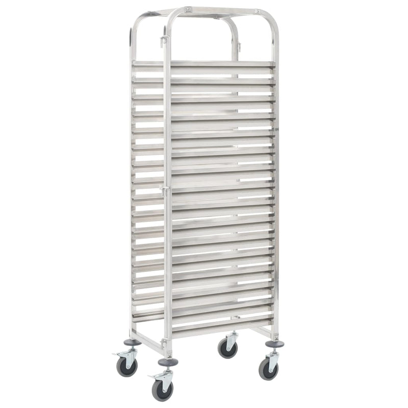 Kitchen Trolley for 16 Trays 15"x21.7"x64.2" Stainless Steel