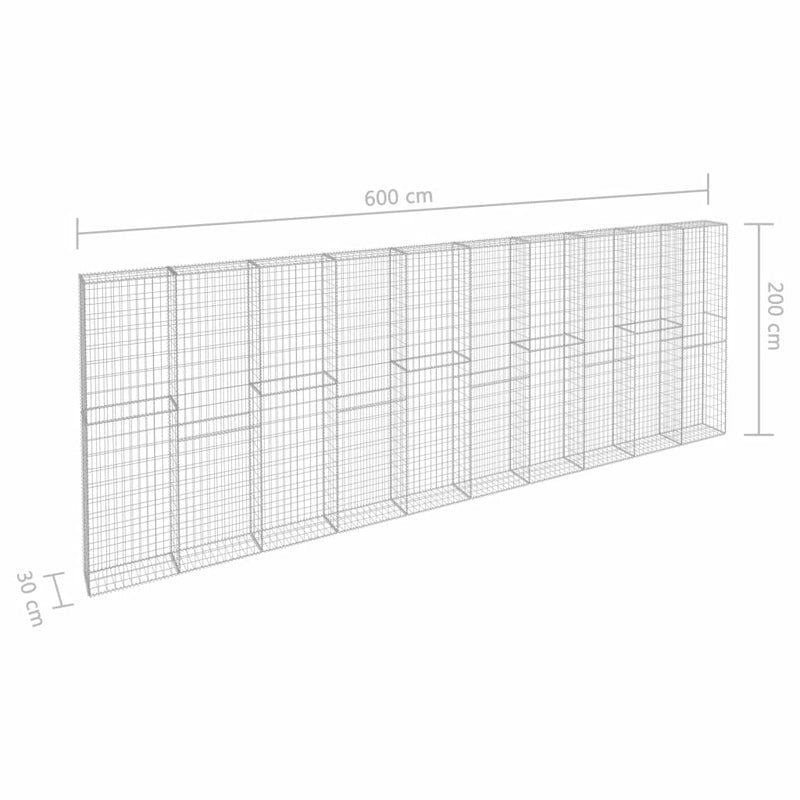 Gabion Wall with Covers Galvanised Steel 236.2"x11.8"x78.7"