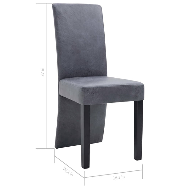 Dining Chairs 2 pcs Gray Faux Suede Leather