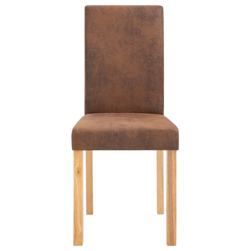 Dining Chairs 2 pcs Brown Faux Suede Leather