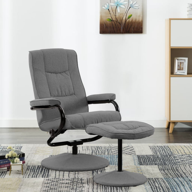 Recliner Chair with Footrest Light Gray Fabric