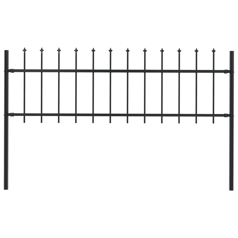 Garden Fence with Spear Top Steel 66.9"x23.6" Black