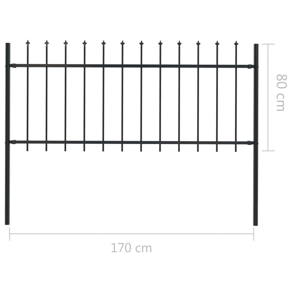 Garden Fence with Spear Top Steel 66.9"x31.5" Black