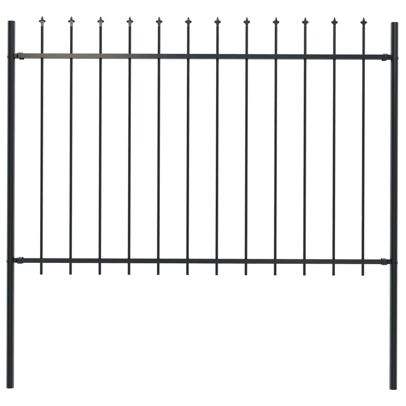 Garden Fence with Spear Top Steel 66.9"x47.2" Black