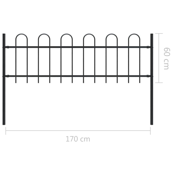 Garden Fence with Spear Top Steel 5.5ft Black