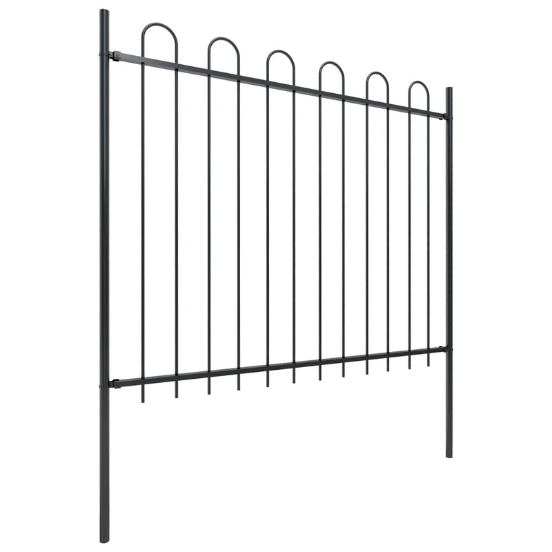Garden Fence with Spear Top Steel 5.5ft Black