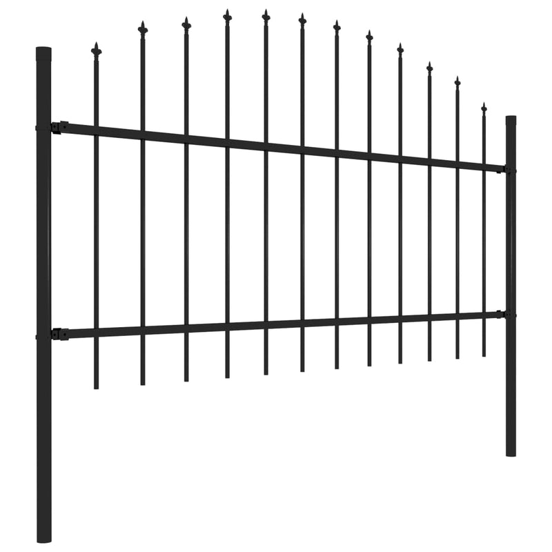 Garden Fence with Spear Top Steel 5.6' Black