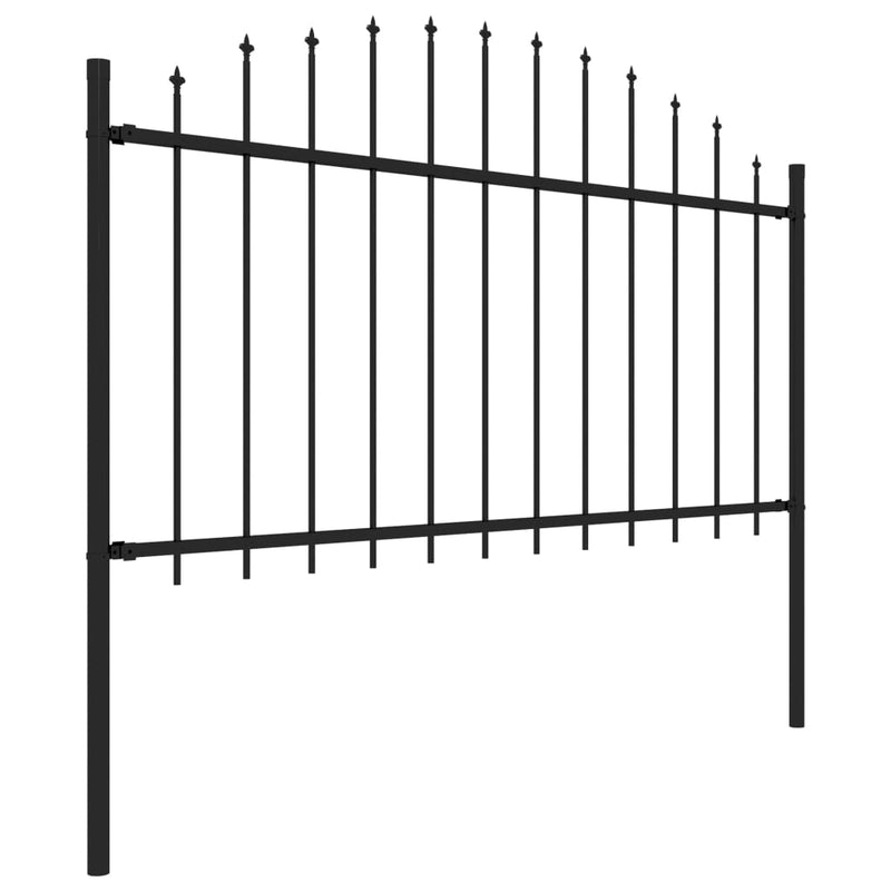 Garden Fence with Spear Top Steel 5.6' Black