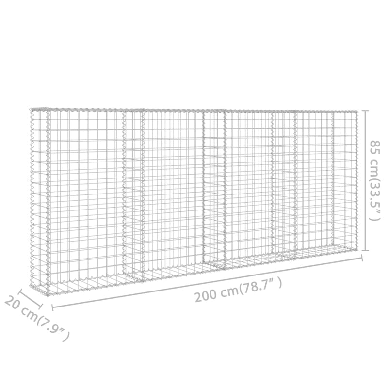 Gabion Wall with Covers Galvanized Steel 78.7"x7.87"x33.5"