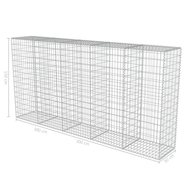 Gabion Wall with Covers Galvanized Steel 118"x19.7"x59"