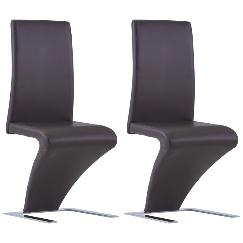 Dining Chairs with Zigzag Shape 2 pcs Brown Faux Leather