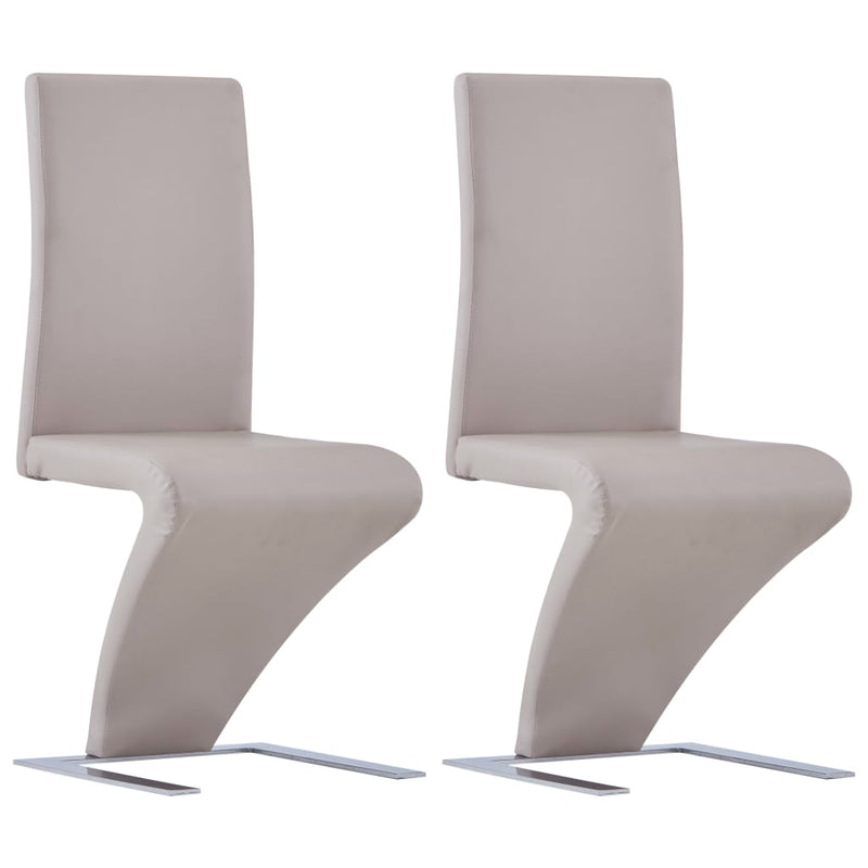 Dining Chairs with Zigzag Shape 2 pcs Cappuccino Faux Leather