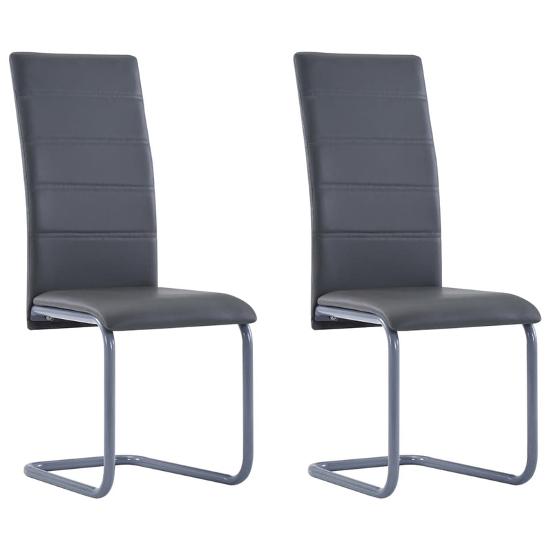 282093  Cantilever Dining Chairs 2 pcs Gray Faux Leather