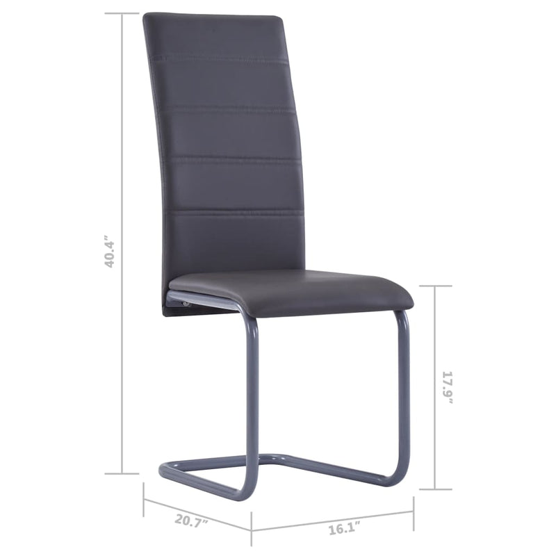 282094  Cantilever Dining Chairs 4 pcs Gray Faux Leather