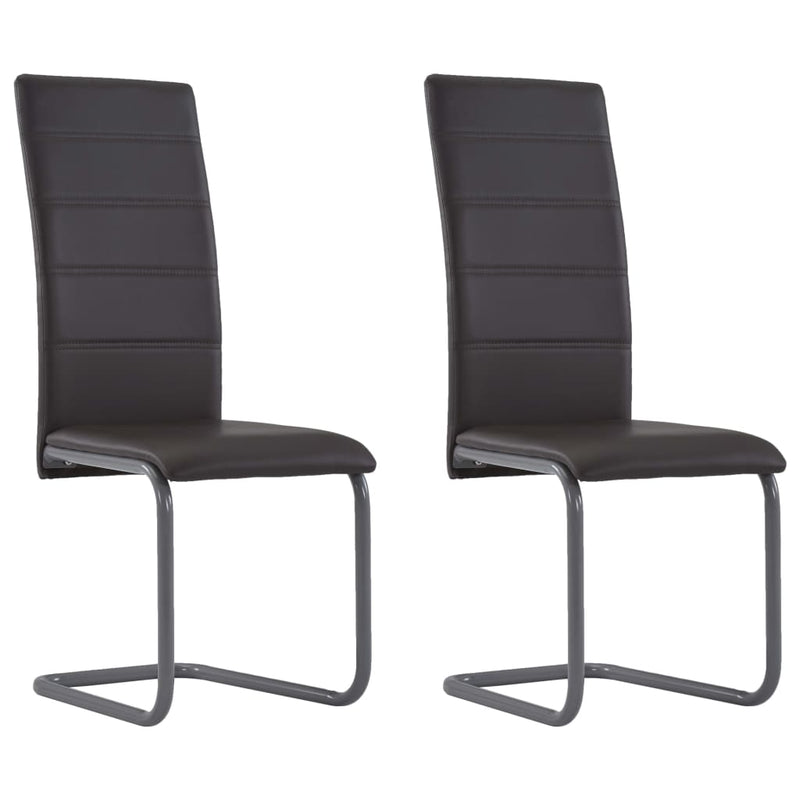 282095  Cantilever Dining Chairs 2 pcs Brown Faux Leather