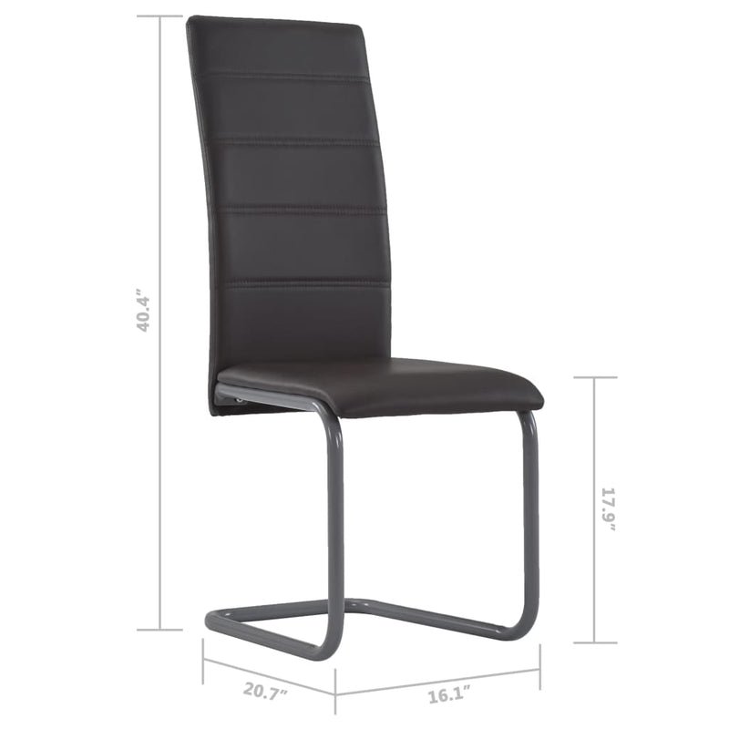282096  Cantilever Dining Chairs 4 pcs Brown Faux Leather