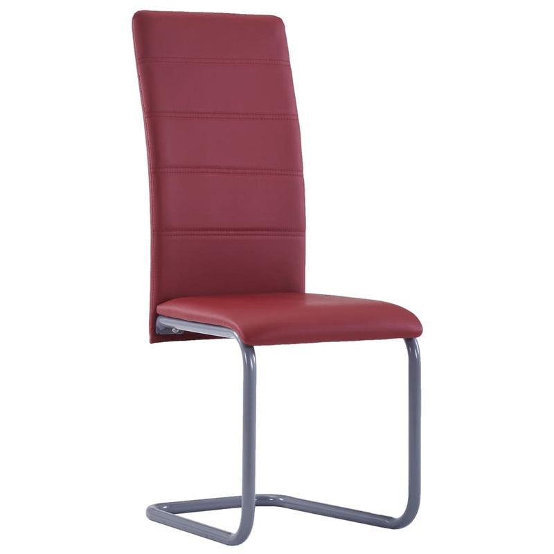 282098  Cantilever Dining Chairs 4 pcs Red Faux Leather