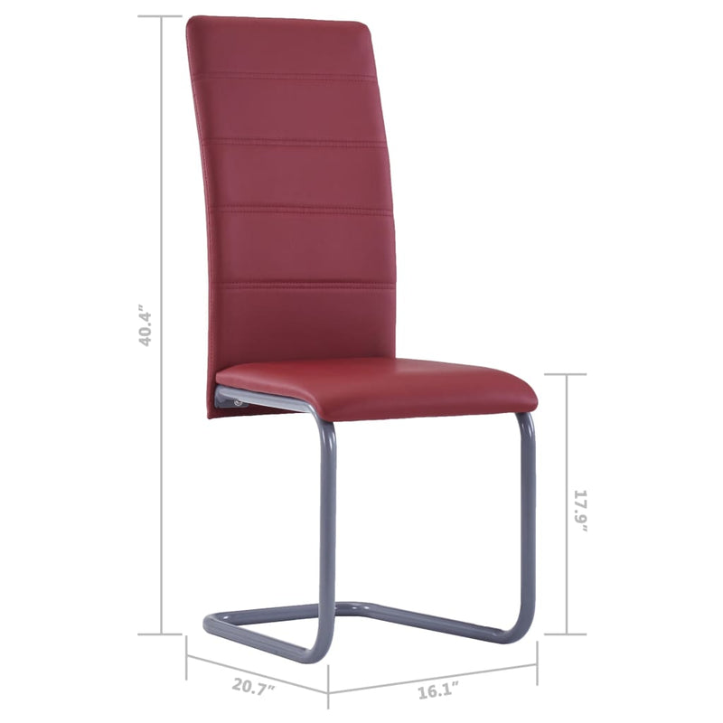 282098  Cantilever Dining Chairs 4 pcs Red Faux Leather