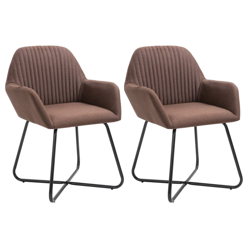 Dining Chairs 2 pcs Brown Fabric