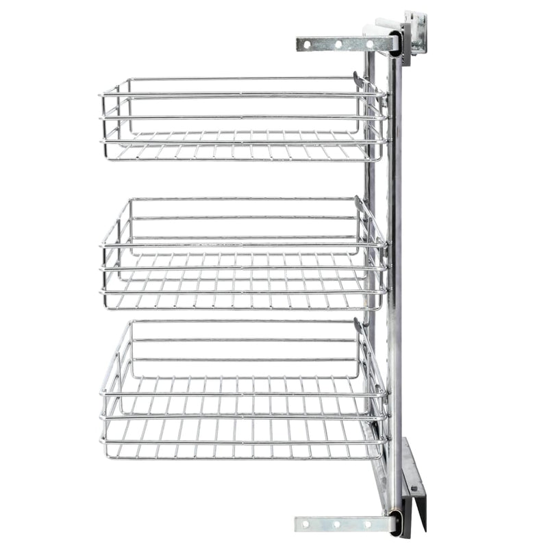 3-Tier Pull-out Kitchen Wire Basket Silver 18.5"x13.8"x22"