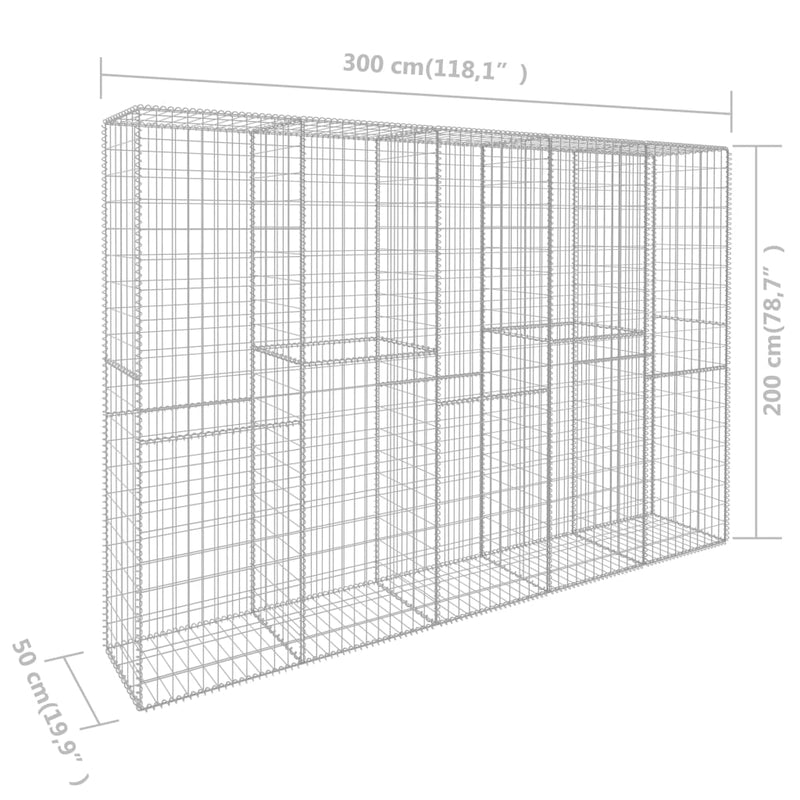 Gabion Wall with Cover Galvanised Steel 118.1"x19.7"x78.7"