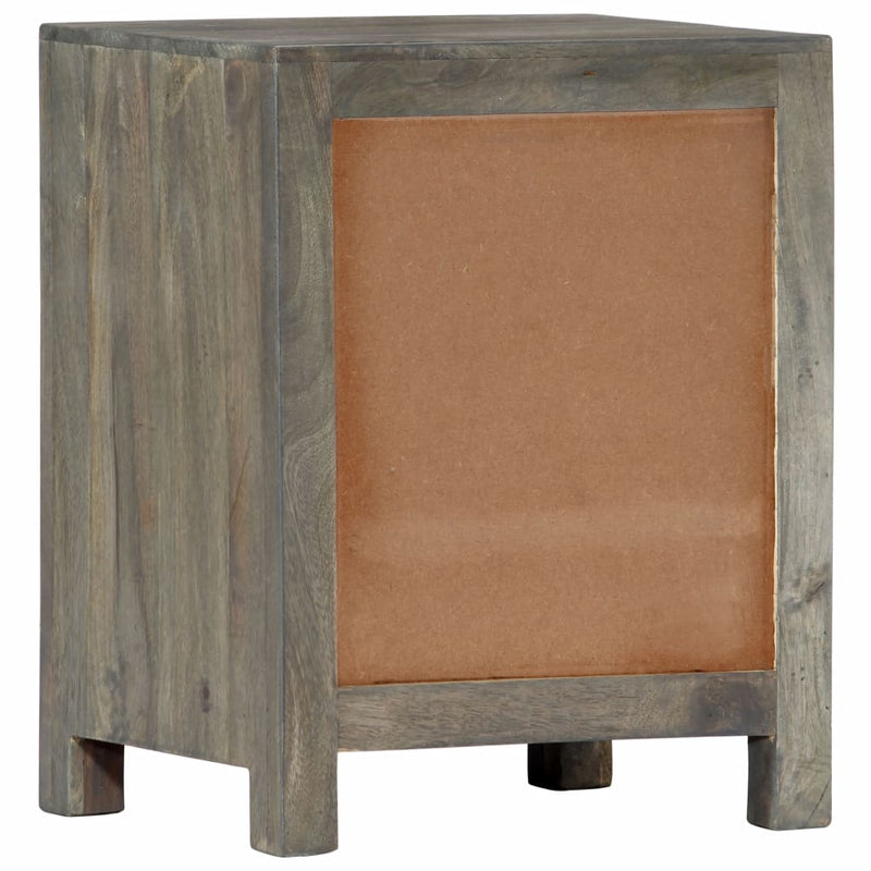 Bedside Cabinet Gray 15.8"x11.8"x19.7" Solid Mango Wood