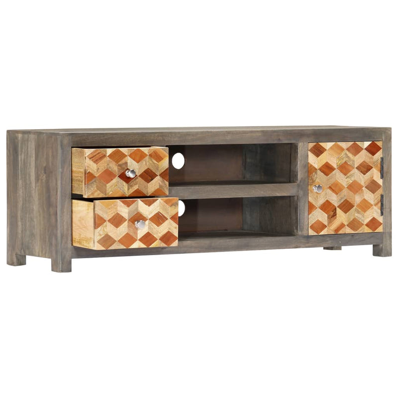 TV Cabinet Gray 47.2"x11.8"x15.8" Solid Mango Wood