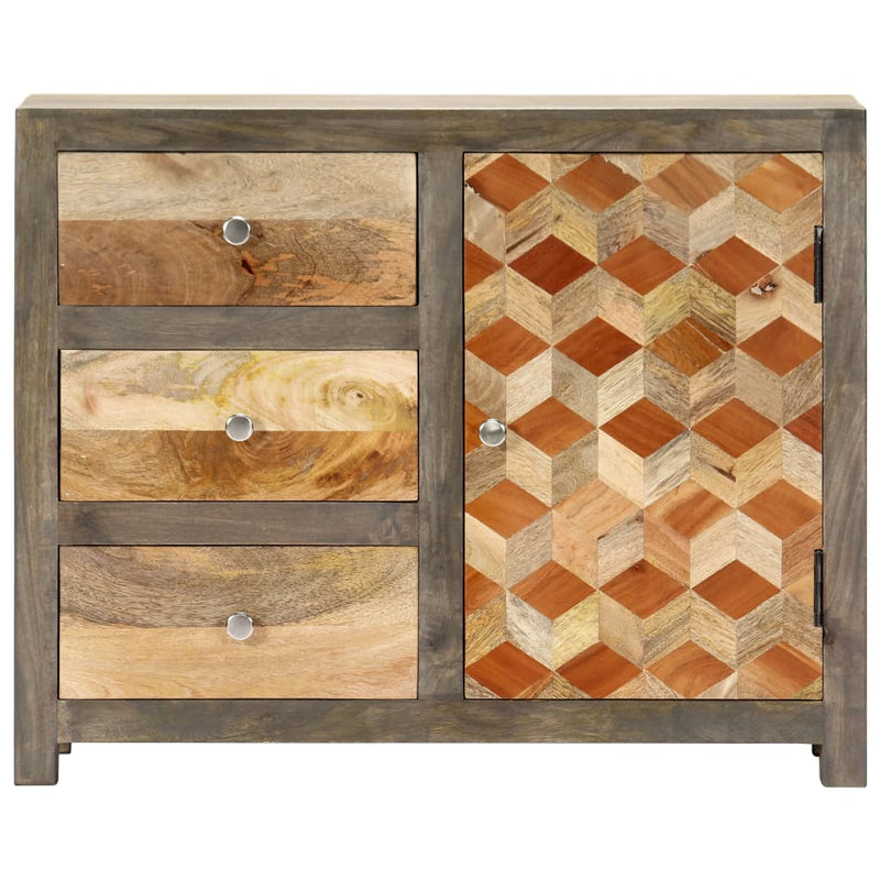 Side Cabinet Gray 29.5"x11.8"x23.6" Solid Mango Wood