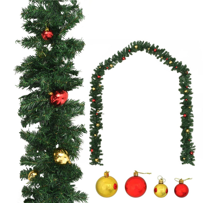 Christmas Garland Decorated with Baubles 787.4"