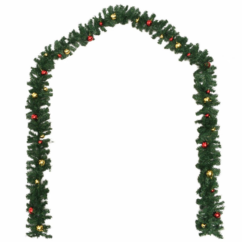 Christmas Garlands 4 pcs with Baubles Green 106.2" PVC