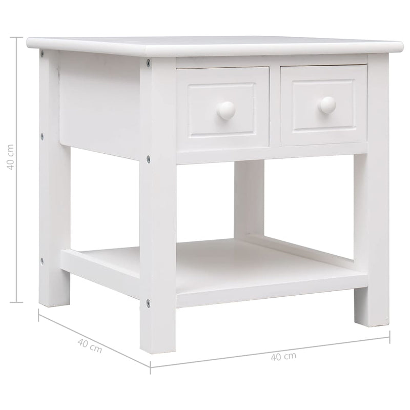 Side Table White 15.7"x15.7"x15.7" Paulownia Wood
