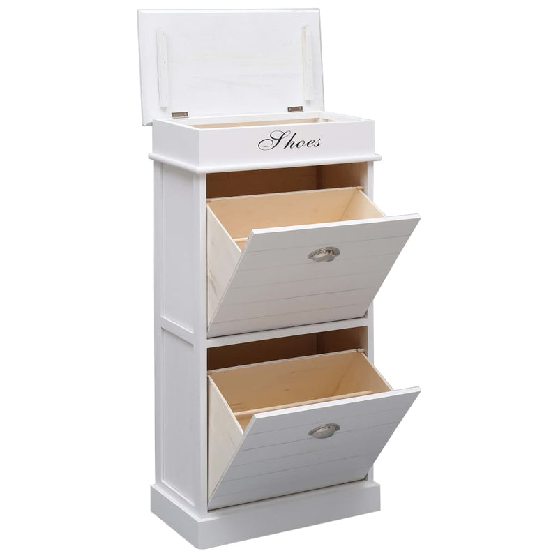 Shoe Cabinet White 19.7"x11"x38.6" Paulownia Wood
