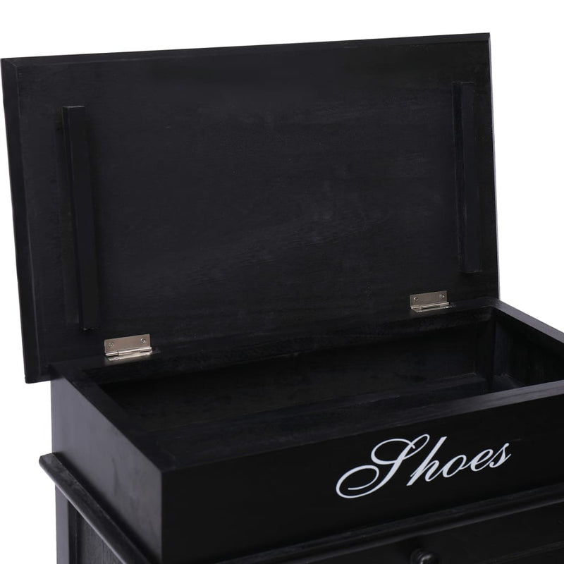 Shoe Cabinet Black 19.7"x11"x38.6" Paulownia Wood