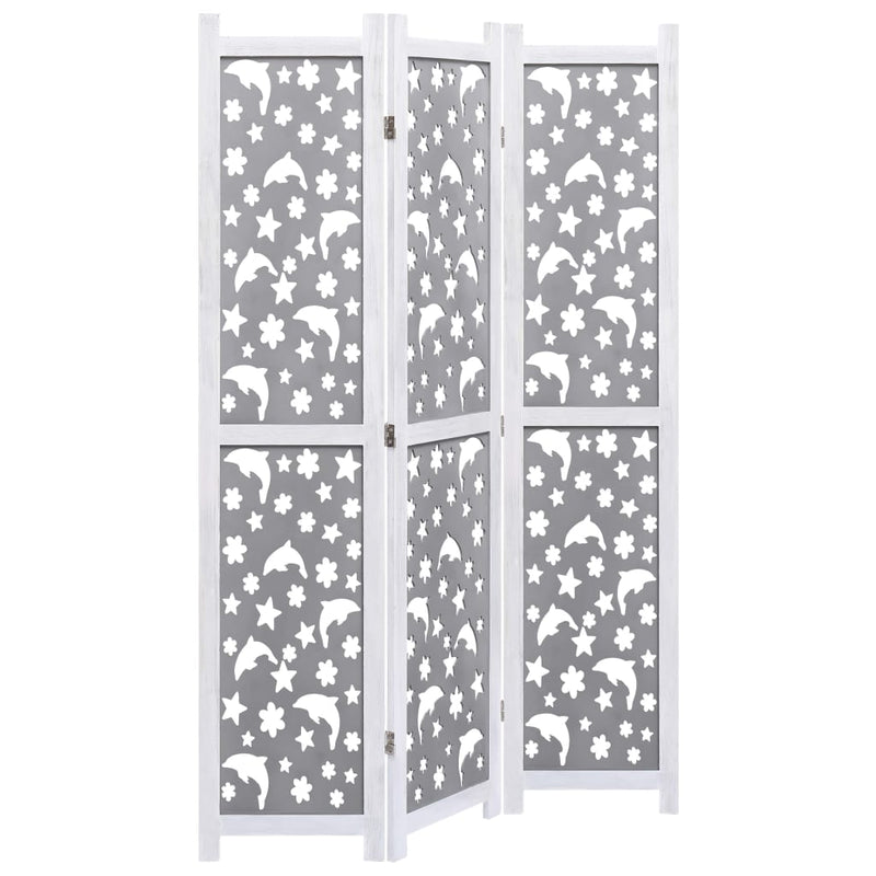 3-Panel Room Divider Gray 41.3"x64.7" Solid Wood