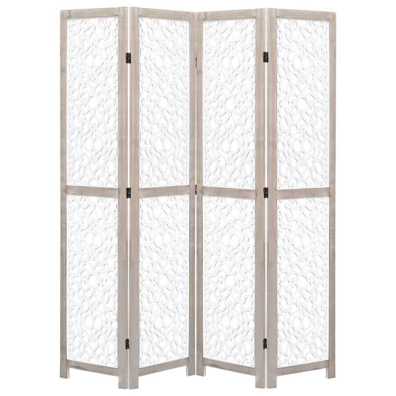 4-Panel Room Divider White 55.1"x64.7" Solid Wood