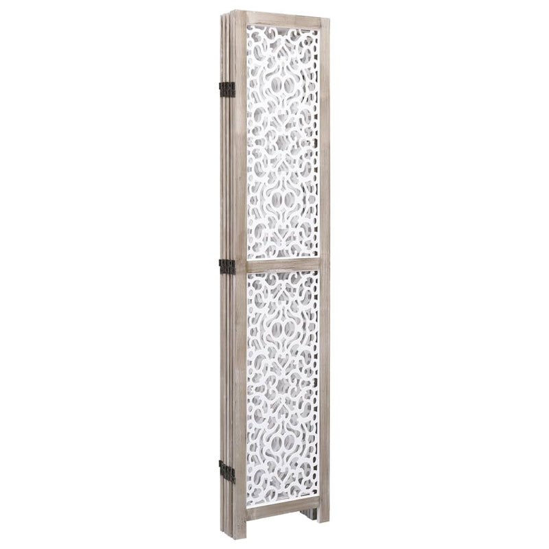 5-Panel Room Divider White 68.9"x64.7" Solid Wood