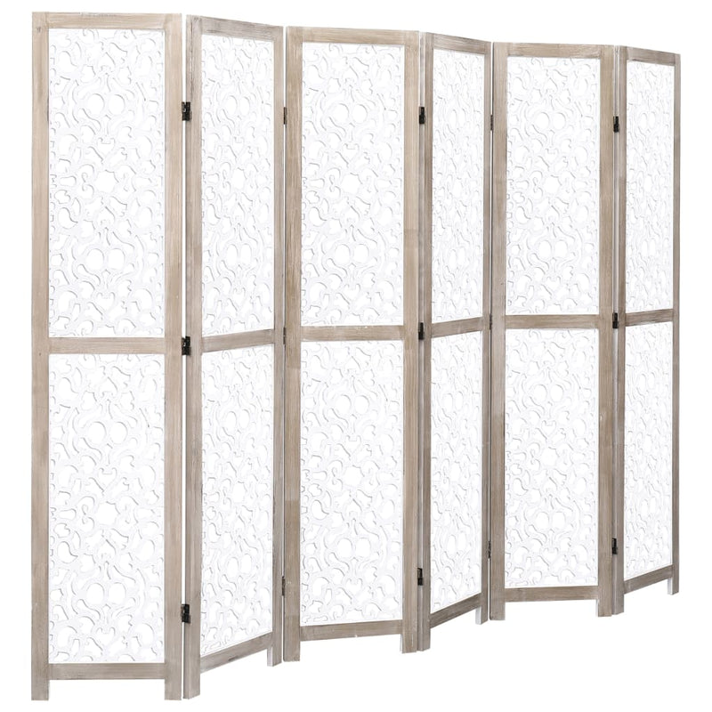 6-Panel Room Divider White 82.7"x64.7" Solid Wood
