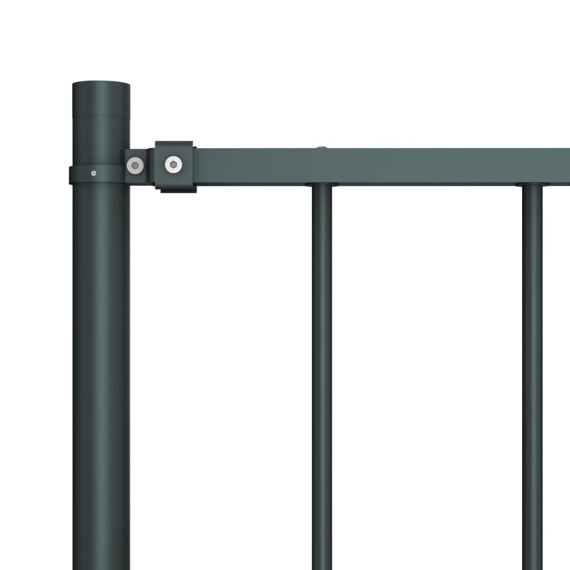 Fence Panel with Posts Powder-coated Steel 5.6'x2.5' Anthracite
