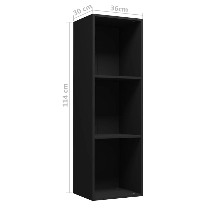 Book Cabinet/TV Cabinet Black 14.2"x11.8"x44.9" Chipboard
