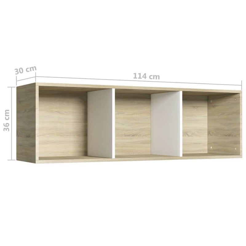 Book Cabinet/TV Cabinet White and Sonoma Oak 14.2"x11.8"x44.9"