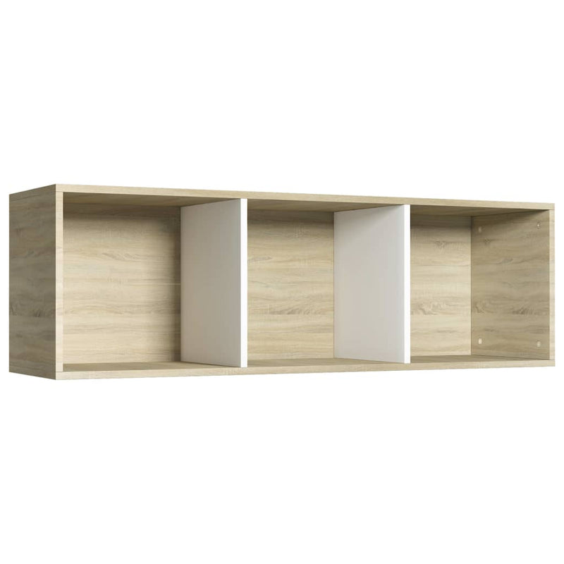 Book Cabinet/TV Cabinet White and Sonoma Oak 14.2"x11.8"x44.9"