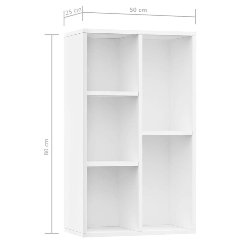 Book Cabinet/Sideboard White 19.7"x9.8"x31.5" Chipboard