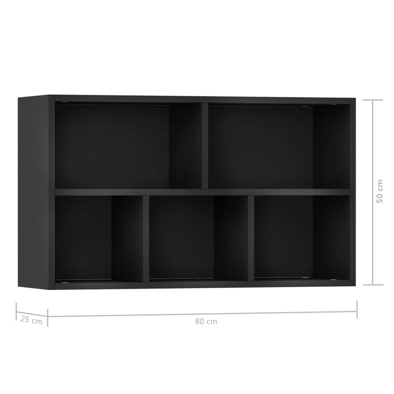 Book Cabinet/Sideboard Black 19.7"x9.8"x31.5" Chipboard