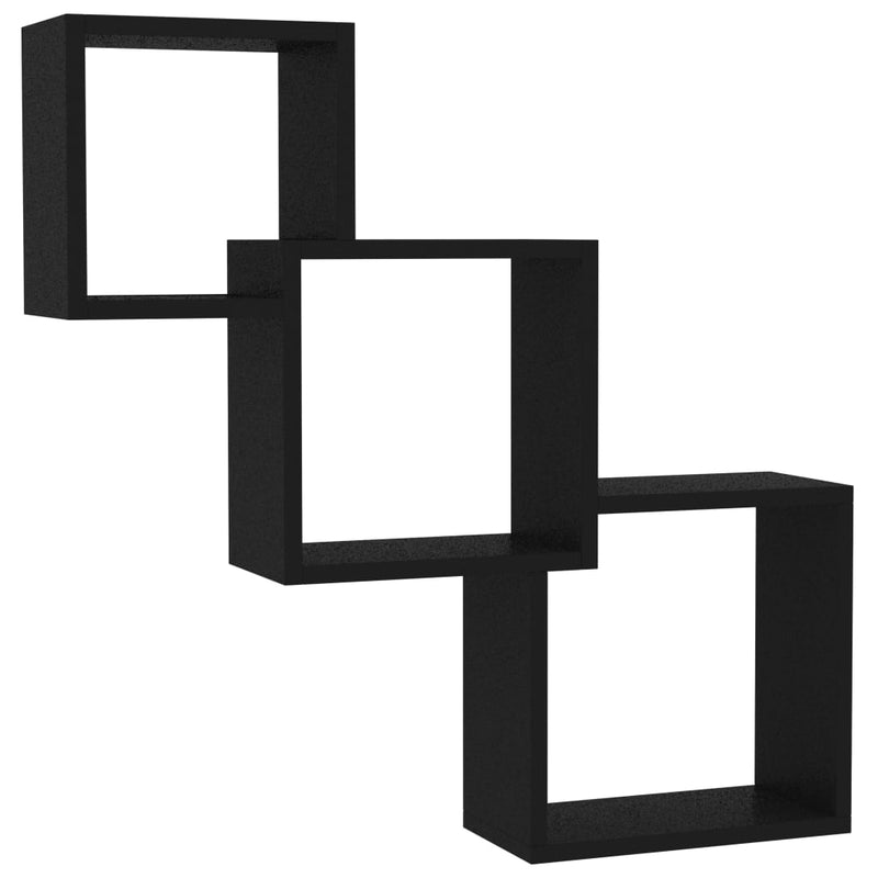 Cube Wall Shelves Black 33.3"x5.9"x10.6" Chipboard