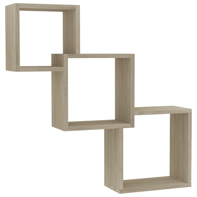 Cube Wall Shelves Sonoma Oak 33.3"x5.9"x10.6" Chipboard