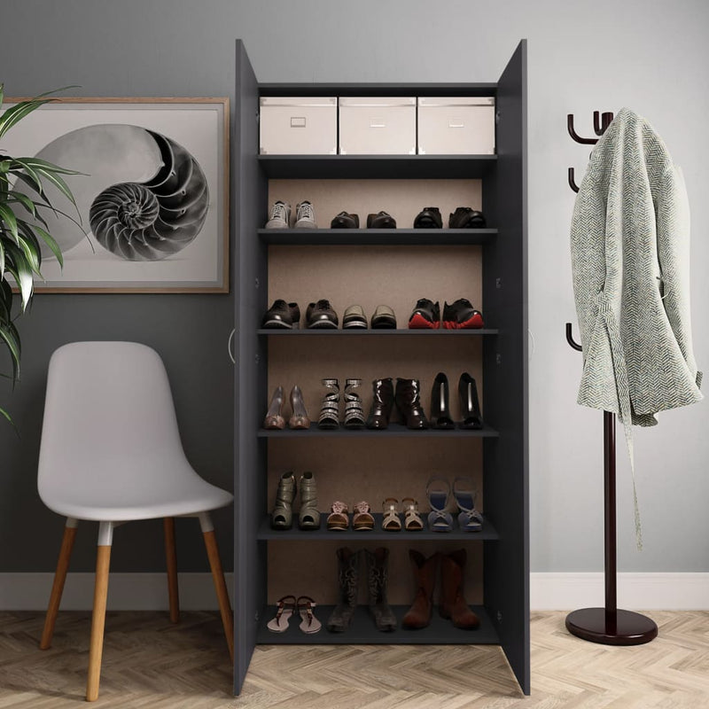 Shoe Cabinet Gray 31.5"x14"x70.9" Chipboard