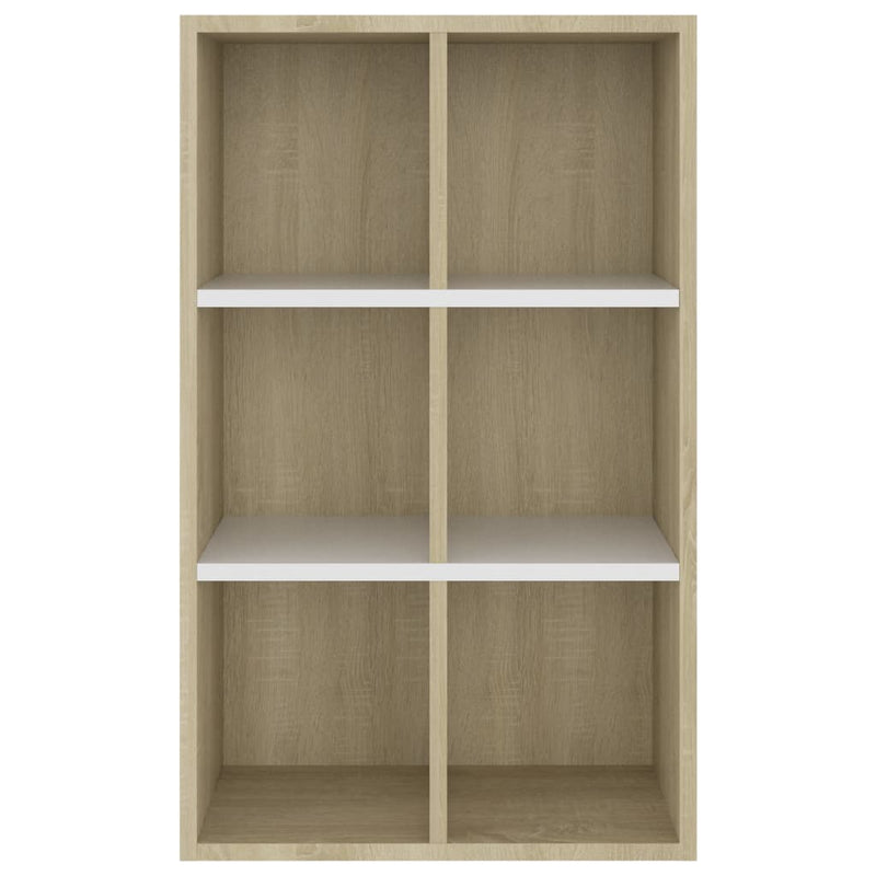 Book Cabinet/Sideboard White and Sonoma Oak 26"x11.8"x38.5" Chipboard